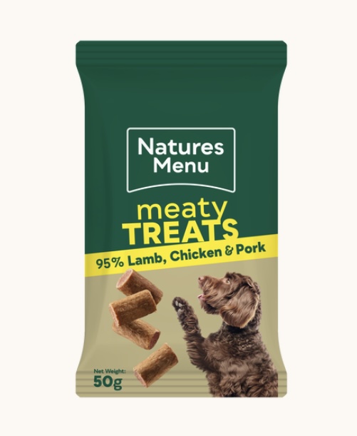 Natures menu meaty treats lamb chicken & pork 50g