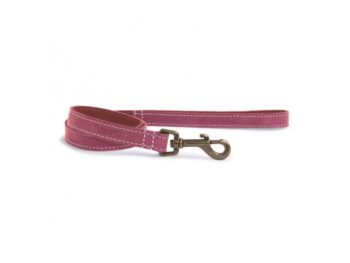 Ancol Timberwolf Leather Dog Lead Raspberry 1mx19mm